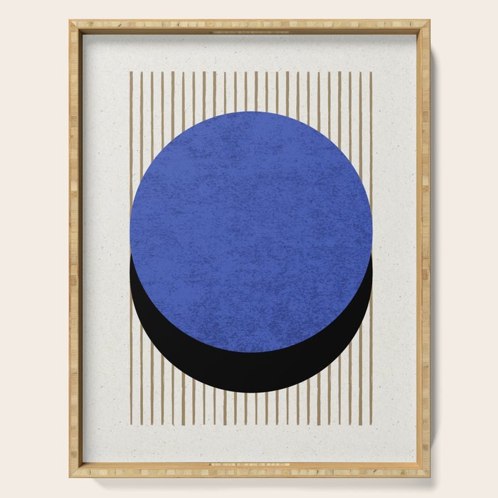Circle Navy Blue Stripes Serving Tray Gallery Image 1