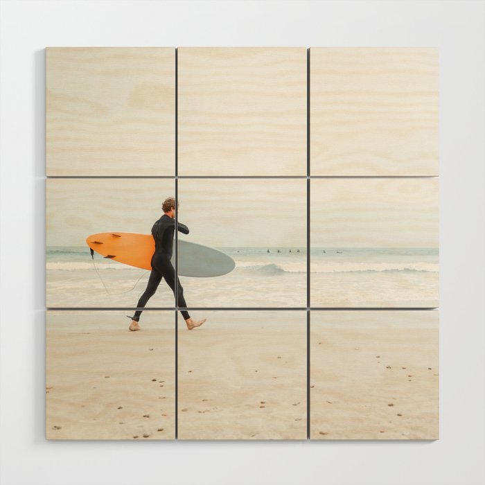 Beach - Surfer - Ocean - Minimal - Sea - Travel photography Wood Wall Art Gallery Image 1
