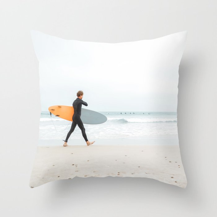 Beach - Surfer - Ocean - Minimal - Sea - Travel photography Throw Pillow Gallery Image 6