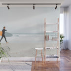 Beach - Surfer - Ocean - Minimal - Sea - Travel photography Wall Mural Gallery Image 1
