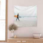Beach - Surfer - Ocean - Minimal - Sea - Travel photography Wall Tapestry Gallery Image 2