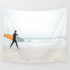 Beach - Surfer - Ocean - Minimal - Sea - Travel photography Wall Tapestry Gallery Image 4