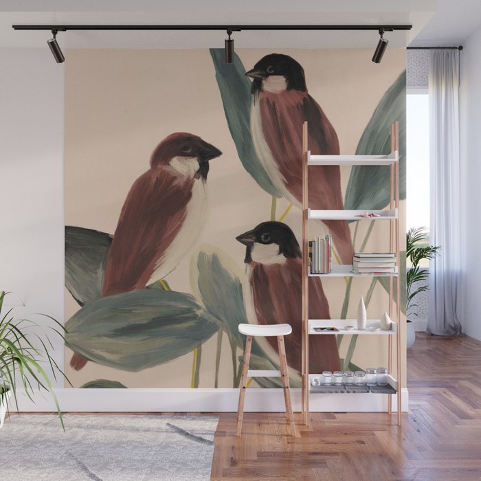  Three Sparrows Wall Mural Gallery Image 1