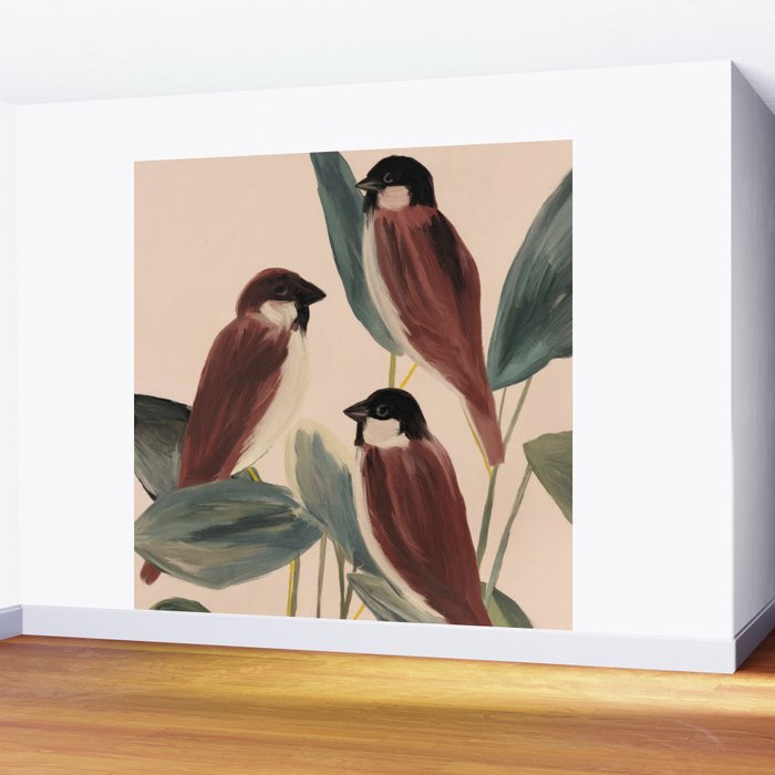  Three Sparrows Wall Mural Gallery Image 2