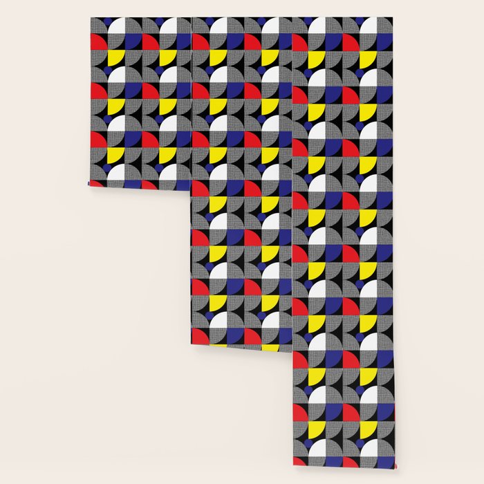 Textured Mid-century Circles 5 - Red, Blue, Yellow On White Wallpaper Gallery Image 3