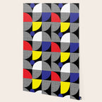 Textured Mid-century Circles 5 - Red, Blue, Yellow On White Wallpaper Gallery Image 2