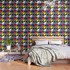 Textured Mid-century Circles 5 - Red, Blue, Yellow On White Wallpaper Gallery Image 3