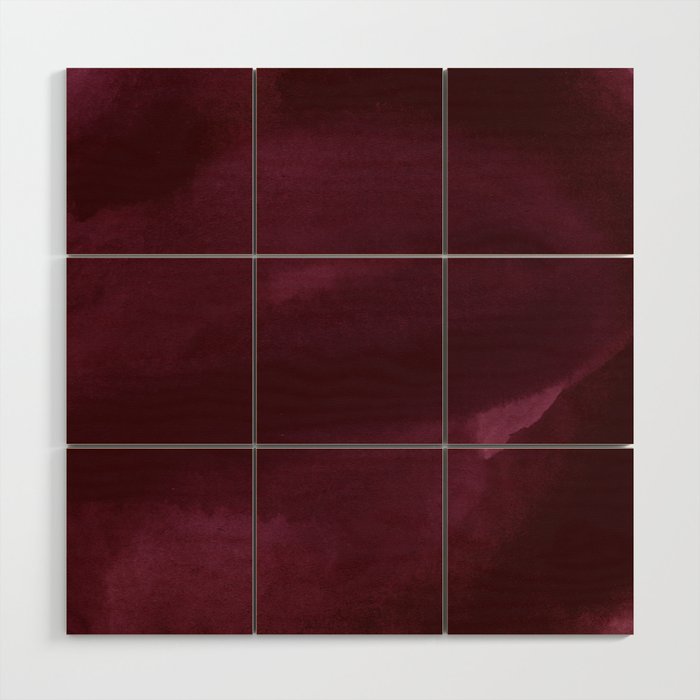 Abstract modern dark burgundy watercolor Wood Wall Art Gallery Image 1