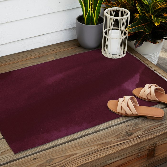 Abstract modern dark burgundy watercolor Outdoor Rug Gallery Image 2