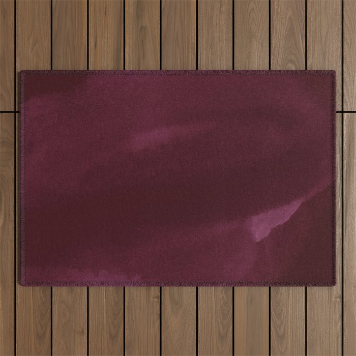 Abstract modern dark burgundy watercolor Outdoor Rug Gallery Image 1
