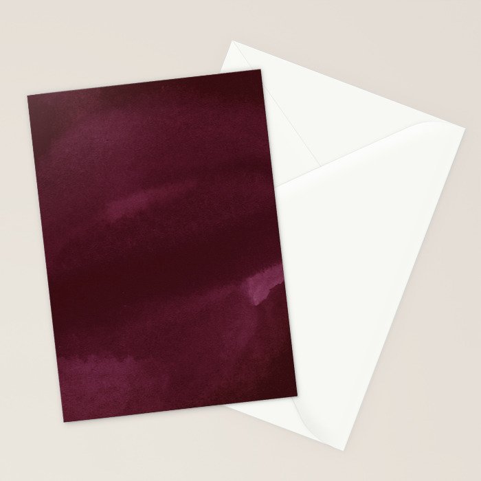 Abstract modern dark burgundy watercolor Stationery Card Gallery Image 2