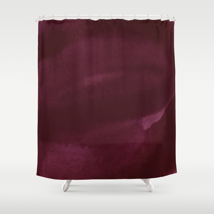 Abstract modern dark burgundy watercolor Shower Curtain Gallery Image 1