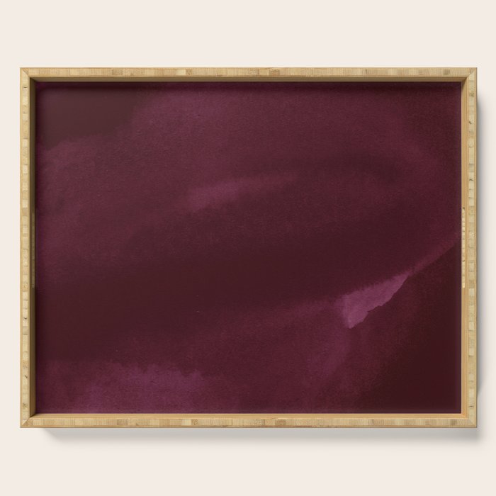 Abstract modern dark burgundy watercolor Serving Tray Gallery Image 1