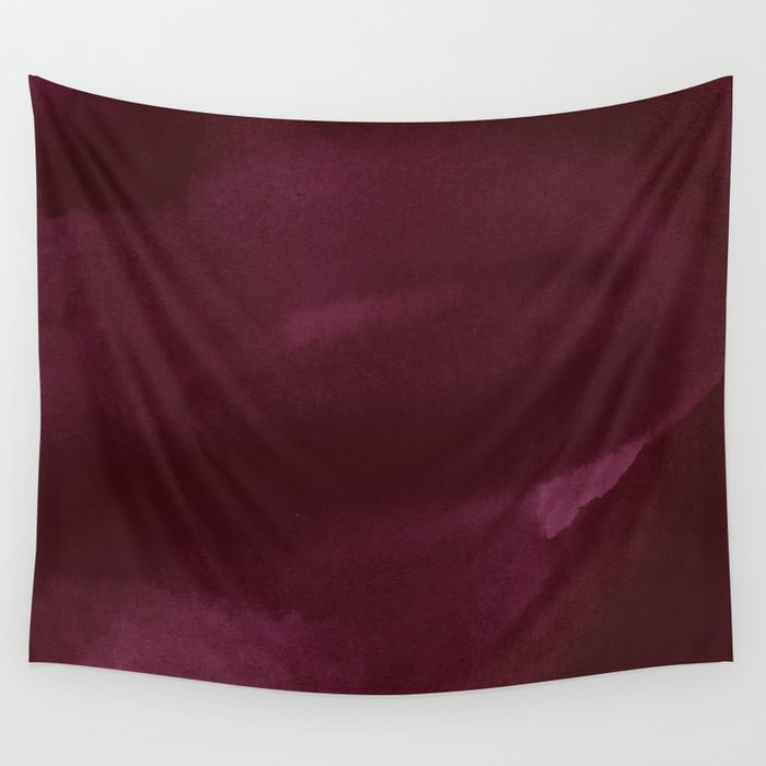 Abstract modern dark burgundy watercolor Wall Tapestry Gallery Image 1