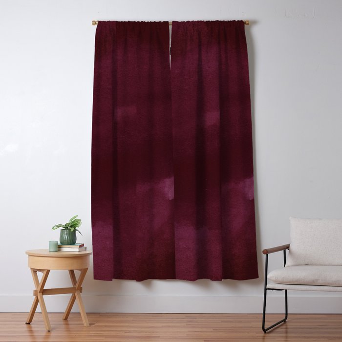 Abstract modern dark burgundy watercolor Window Curtain Gallery Image 5