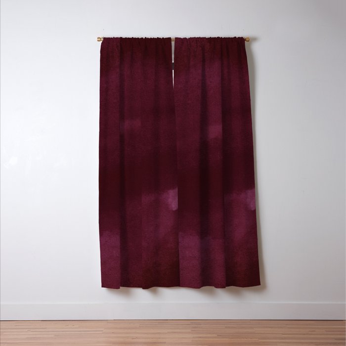 Abstract modern dark burgundy watercolor Window Curtain Gallery Image 3