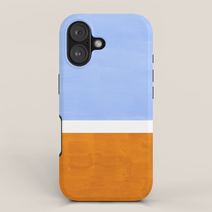 Pastel Royal Blue Yellow ochre Mid Century Modern Abstract Minimalist Rothko Color Field Squares iPhone Case Gallery Image 1