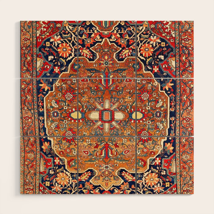 Sarough Farahan Arak West Persian Rug Print Wood Wall Art Gallery Image 1