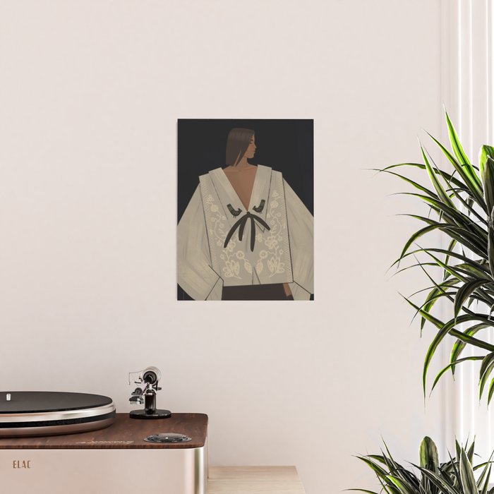  portrait of a woman in an embroidered shirt on a dark background Poster Gallery Image 2