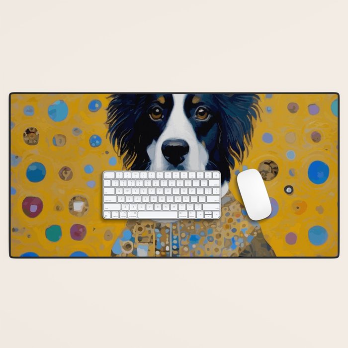 Gustav Klimt Style Dog in a Ceremonial Robe Desk Mat Gallery Image 1