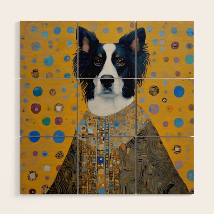 Gustav Klimt Style Dog in a Ceremonial Robe Wood Wall Art Gallery Image 1