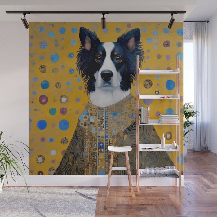 Gustav Klimt Style Dog in a Ceremonial Robe Wall Mural Gallery Image 1