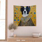 Gustav Klimt Style Dog in a Ceremonial Robe Wall Tapestry Gallery Image 2