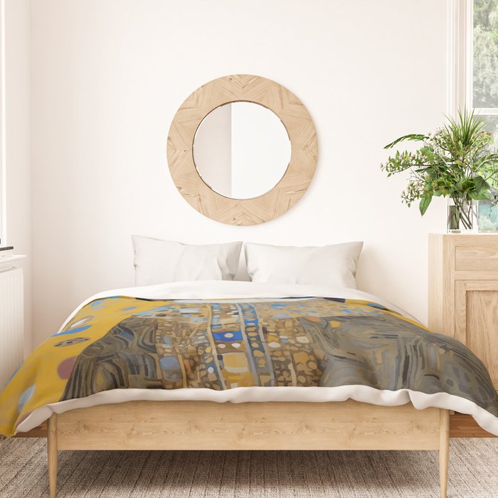 Gustav Klimt Style Dog in a Ceremonial Robe Duvet Cover Gallery Image 3