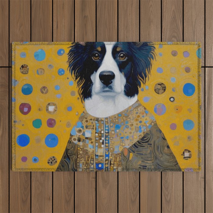 Gustav Klimt Style Dog in a Ceremonial Robe Outdoor Rug Gallery Image 1