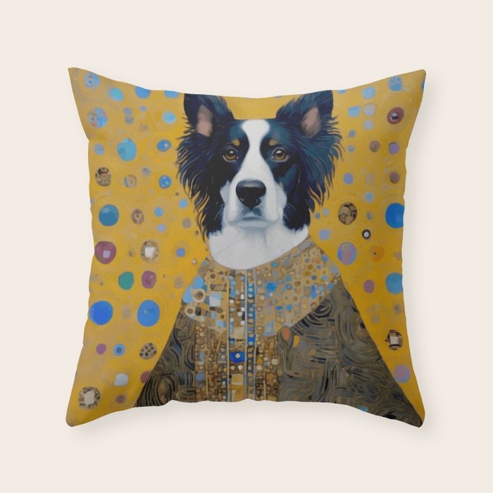 Gustav Klimt Style Dog in a Ceremonial Robe Throw Pillow Gallery Image 6