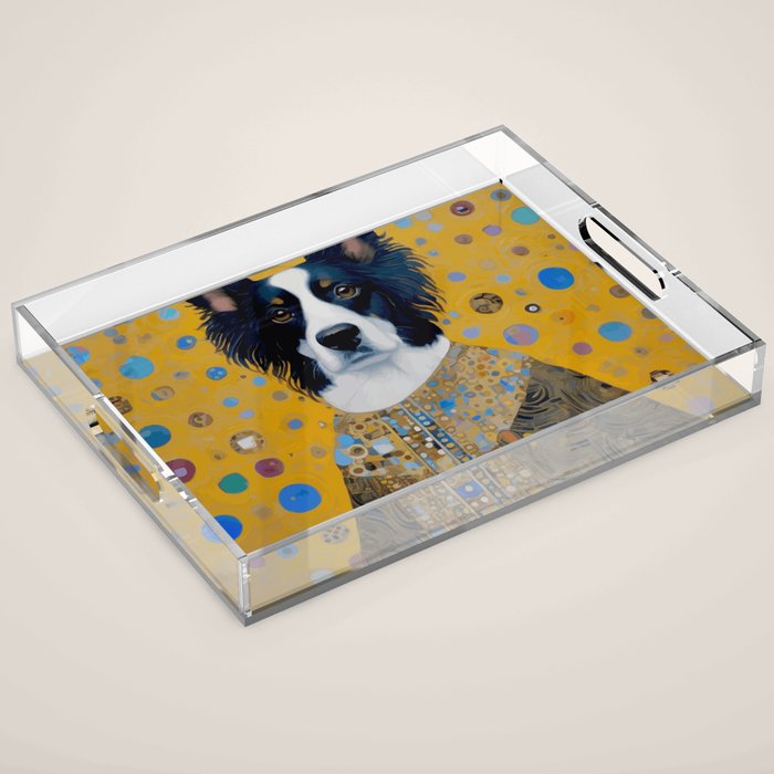 Gustav Klimt Style Dog in a Ceremonial Robe Acrylic Tray Gallery Image 1