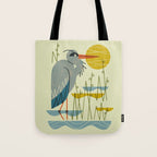 Heron Among Reeds Tote Bag Gallery Image 1