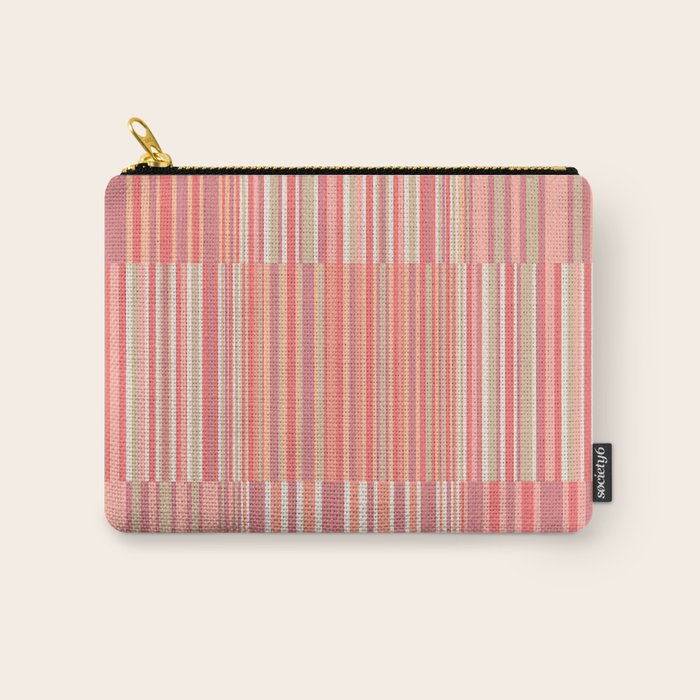 Pink Peach Stripe Patchwork Pastel Blush Pattern Carry All Pouch Gallery Image 1