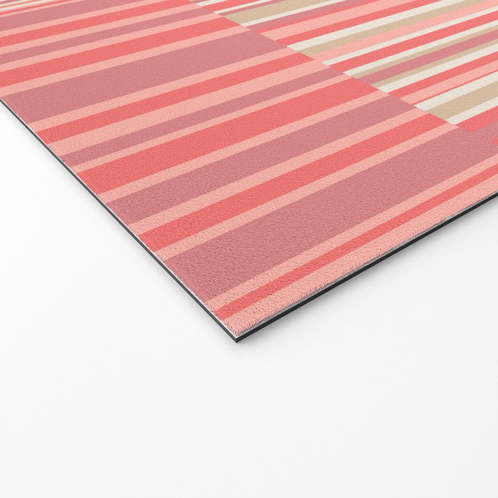 Pink Peach Stripe Patchwork Pastel Blush Pattern Welcome Mat Gallery Image 2