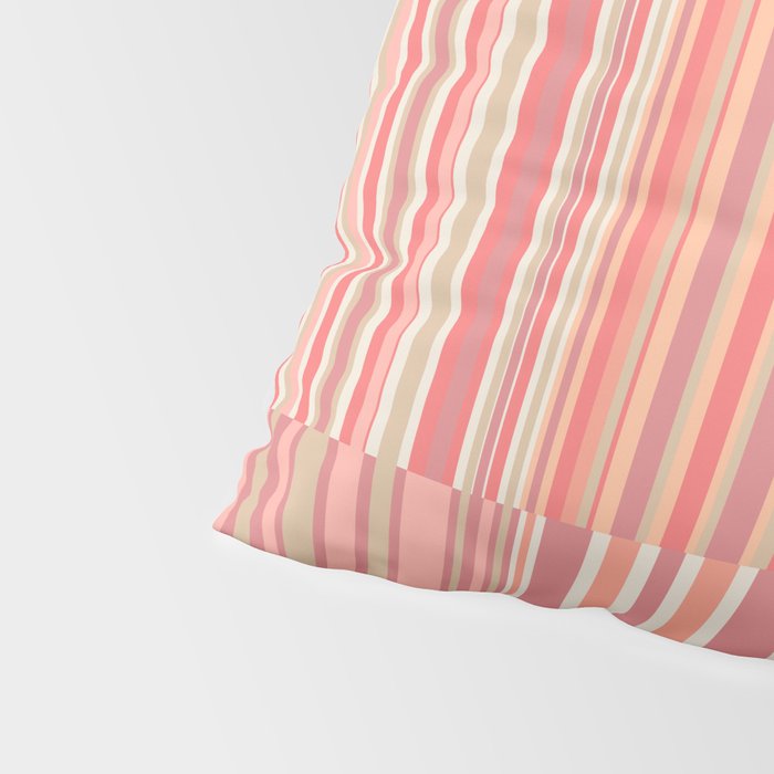 Pink Peach Stripe Patchwork Pastel Blush Pattern Pillow Sham Gallery Image 4