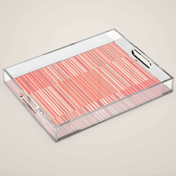 Pink Peach Stripe Patchwork Pastel Blush Pattern Acrylic Tray Gallery Image 1