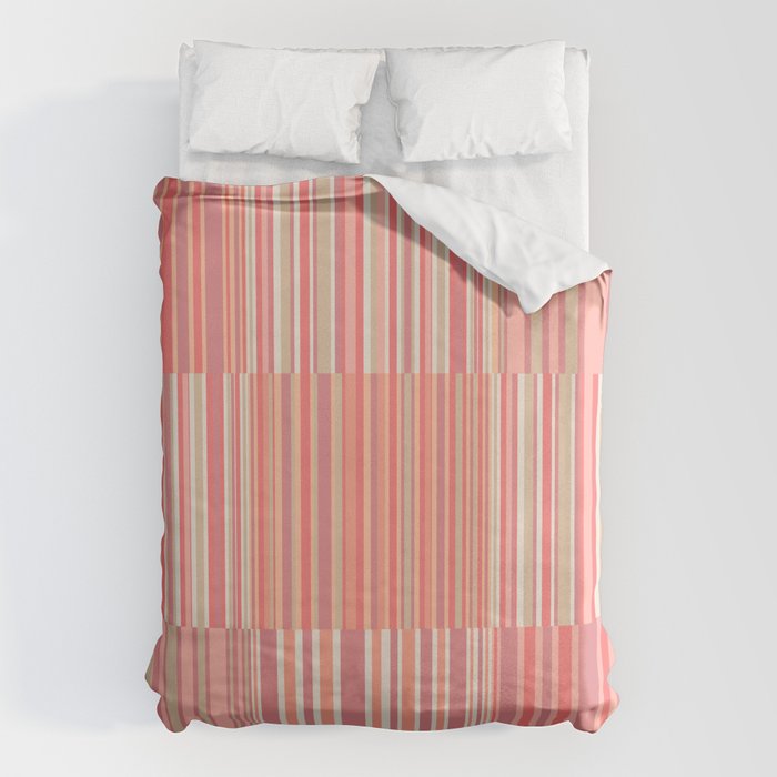 Pink Peach Stripe Patchwork Pastel Blush Pattern Duvet Cover Gallery Image 6