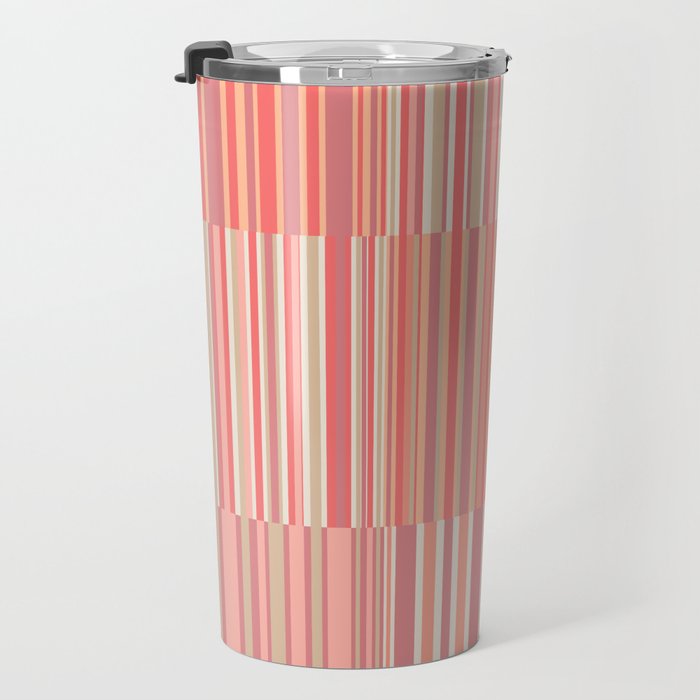 Pink Peach Stripe Patchwork Pastel Blush Pattern Travel Mug Gallery Image 3