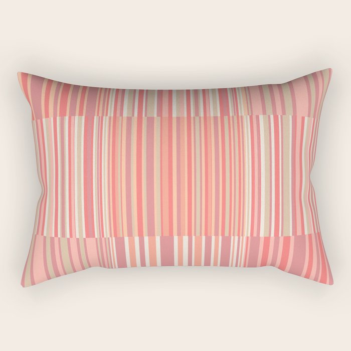 Pink Peach Stripe Patchwork Pastel Blush Pattern Rectangular Pillow Gallery Image 2