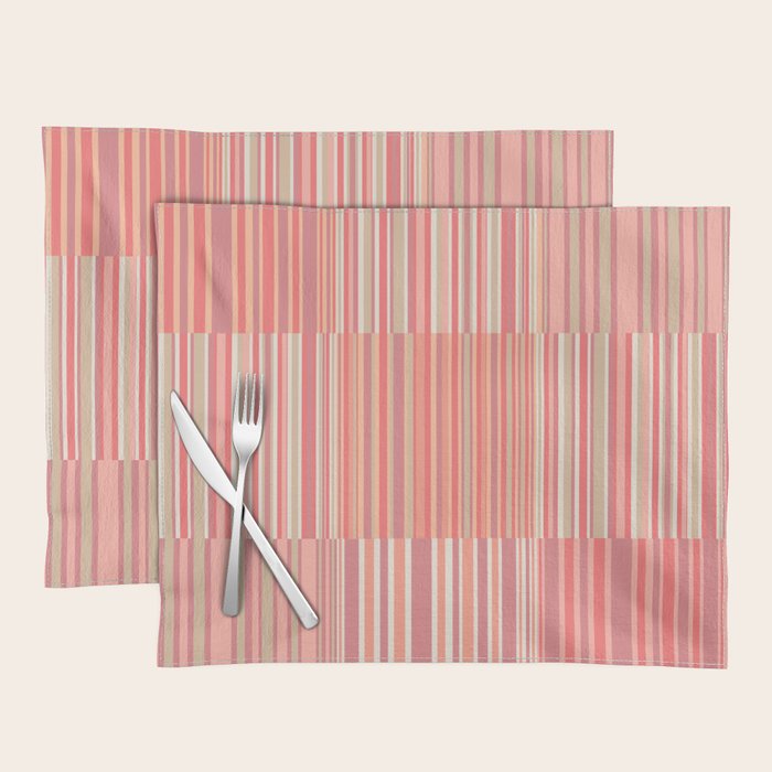 Pink Peach Stripe Patchwork Pastel Blush Pattern Placemat Gallery Image 1