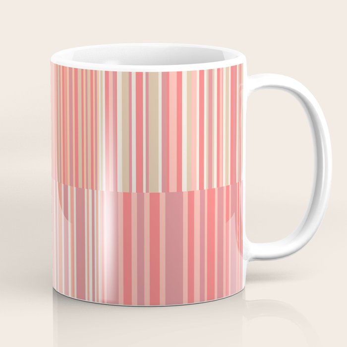 Pink Peach Stripe Patchwork Pastel Blush Pattern Coffee Mug Gallery Image 1