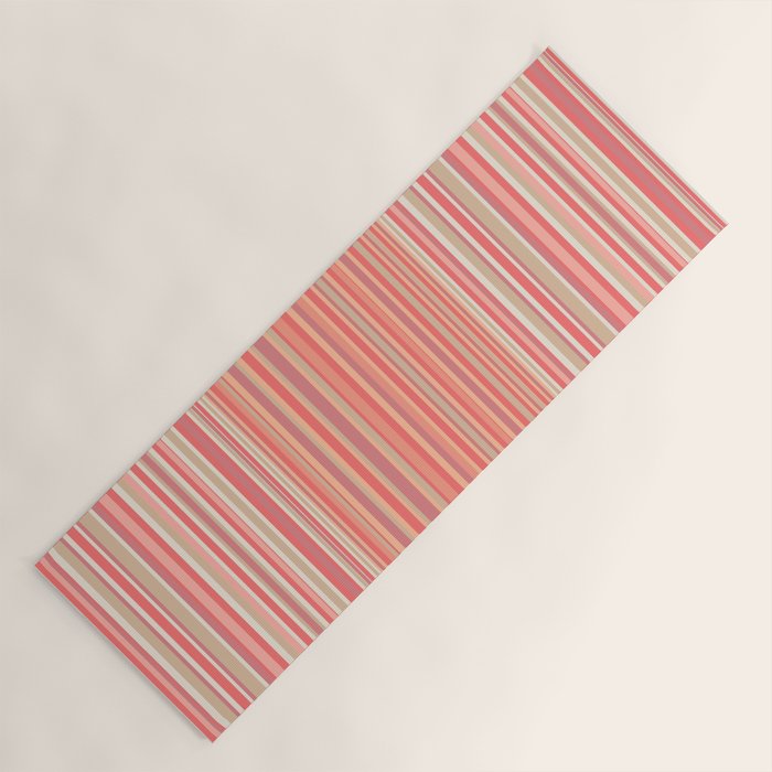 Pink Peach Stripe Patchwork Pastel Blush Pattern Yoga Mat Gallery Image 1