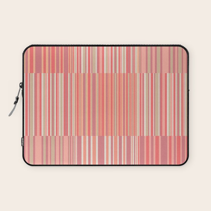 Pink Peach Stripe Patchwork Pastel Blush Pattern Laptop Sleeve Gallery Image 1