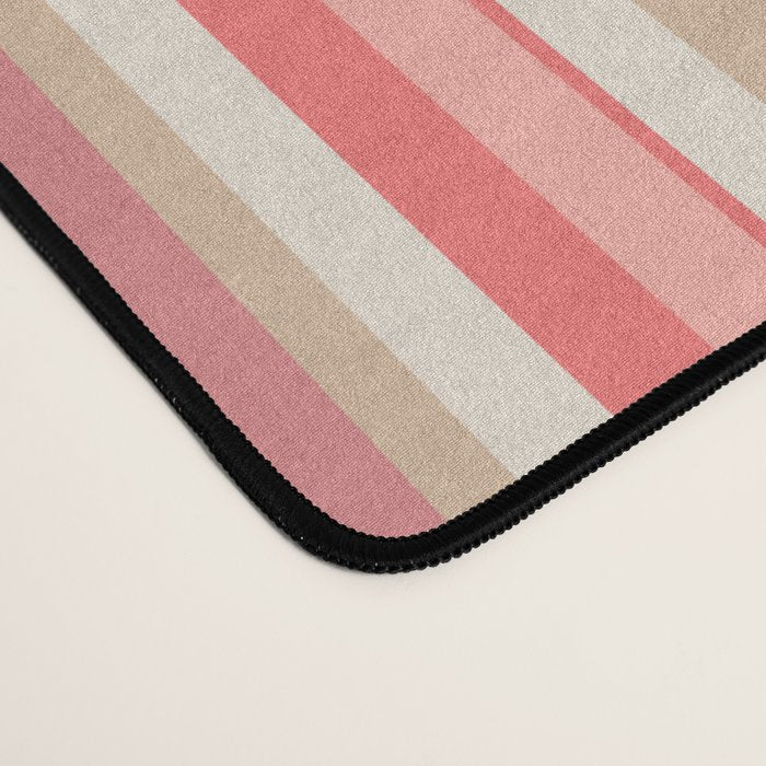 Pink Peach Stripe Patchwork Pastel Blush Pattern Desk Mat Gallery Image 4