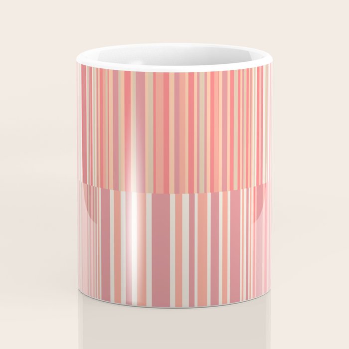 Pink Peach Stripe Patchwork Pastel Blush Pattern Coffee Mug Gallery Image 4