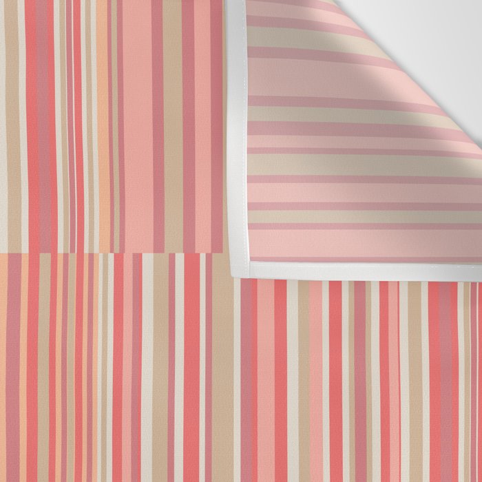 Pink Peach Stripe Patchwork Pastel Blush Pattern Wall Tapestry Gallery Image 3