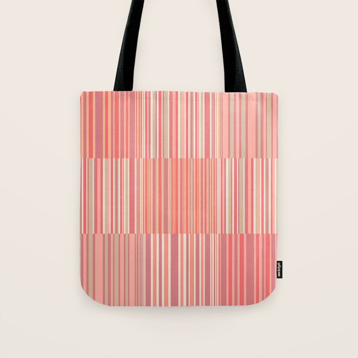 Pink Peach Stripe Patchwork Pastel Blush Pattern Tote Bag Gallery Image 1