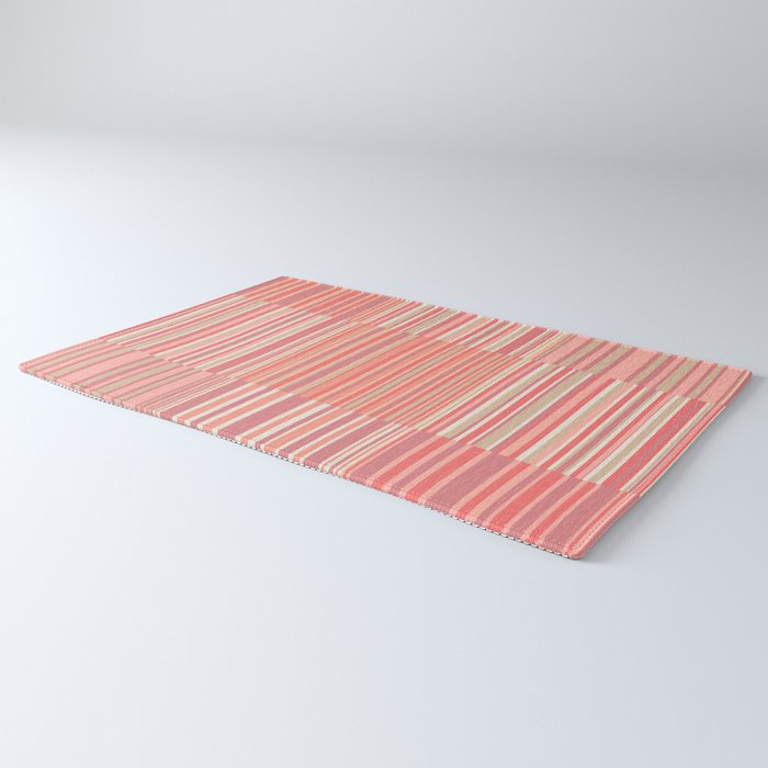 Pink Peach Stripe Patchwork Pastel Blush Pattern Rug Gallery Image 3