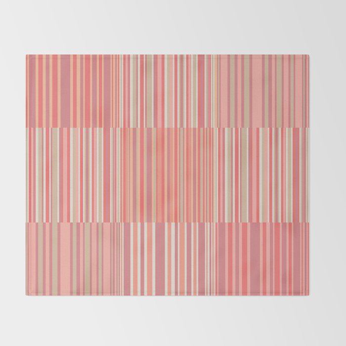 Pink Peach Stripe Patchwork Pastel Blush Pattern Throw Blanket Gallery Image 2