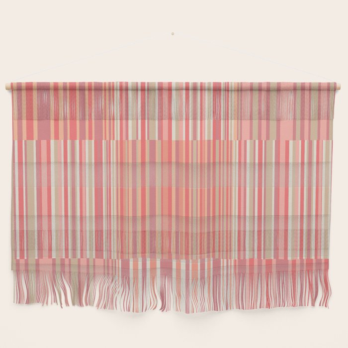 Pink Peach Stripe Patchwork Pastel Blush Pattern Wall Hanging Gallery Image 1